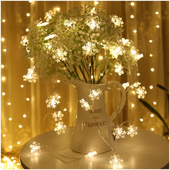  LED Kar Tanesi Dize İşıklar Peri Kar Garland Dekorasyon Noel Ağacı için Kapalı Oda Düğün Navidad Dekor Pil Kumandalı