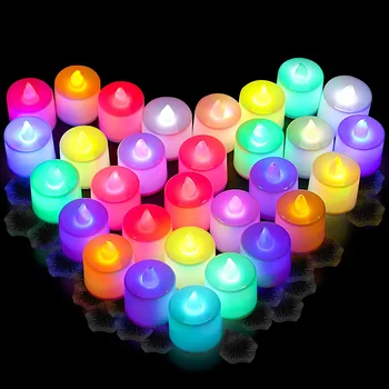  12/24/48/56 ADET Alevsiz LED çay ışık Tealight Mumlar ışıklar Lamba Düğün Doğum Günü Partisi İçin ev Dekorasyon Çok Renkli
