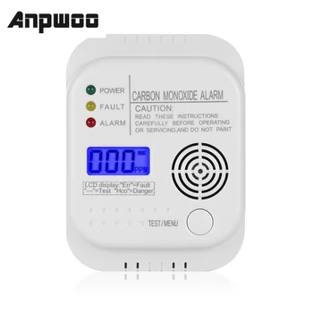  ANPWOO CO karbon monoksit dedektörü alarmlı dedektör alarm sensörü ev güvenlik için hem akustik hem de optik olarak uyarır