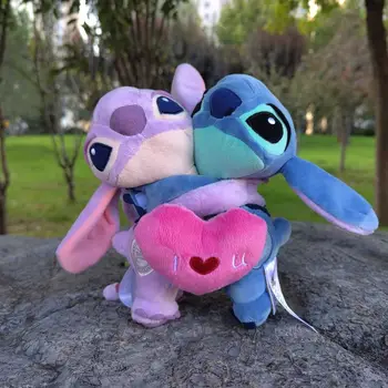  Disney 20cm Lilo Ve Stitch peluş oyuncaklar Holding Aşk Dikiş Melek Dolması Yumuşak Bebek Çift Kız Arkadaşı Hediyeler