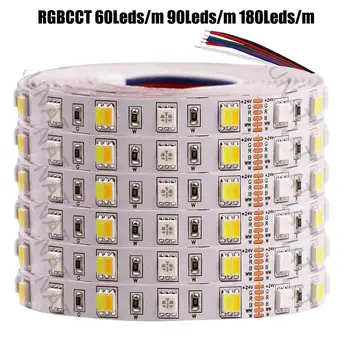  12 V 24 V RGBCCT LED şerit ışık 5 M 5050 2835 SMD esnek LED bant RGBW RGBWW 60 90 180 LEDs / m su geçirmez LED şerit halat dekor