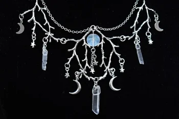  Hilal Ay kolye, Ay Tanrıçası kolye, pagan gotik kolye gerdanlık