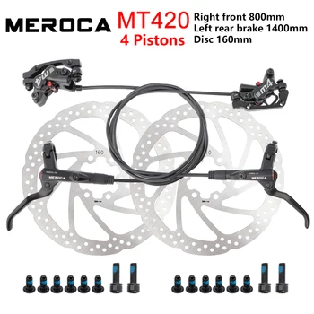 MEROCA MT420 MTB Hidrolik disk fren 4 Pistonlu Fren Dağ bisiklet fren diski Kaliper Ultralight Bisiklet disk fren Seti