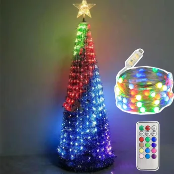  10/20M Akıllı RGB Noel Ağacı Peri İşık USB 200 LED Bakır Tel Dize İşık Uzaktan Kumanda İle Noel Düğün Parti Tatil İçin