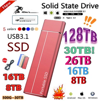  Orijinal Yüksek hızlı 16TB 4TB 2TB SSD Taşınabilir Harici Katı Hal Sabit Disk USB3.1 Arayüzü Mobil Sabit Disk Dizüstü Bilgisayar için