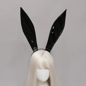  Seksi Tavşan Kulakları Hairband Deri Tavşan Kulaklar Kafa Bandı Masquerade Başlığı Cadılar Bayramı Saç Çember Noel Partisi Cosplay Sahne