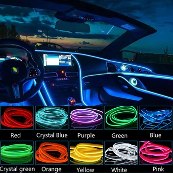  Araba iç aydınlatma Ortam ışıkları 1M 3M 5M LED Esnek Neon Aydınlatma Dize İşıklar Araba İç Dashboard Kapı Dekorasyon