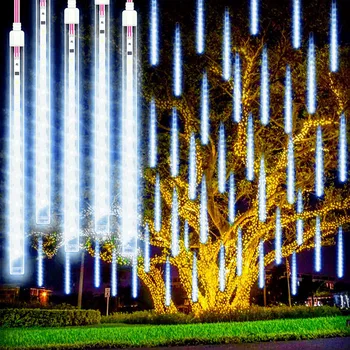  Açık LED Meteor duş ışıkları düşen yağmur damlası peri dize ışık su geçirmez noel partisi bahçe tatil süslemeleri