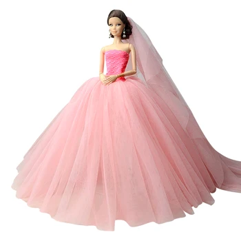  NK Resmi 1 Adet Pembe Dantel düğün elbisesi için barbie oyuncak bebek Giysileri Prenses Parti Kıyafeti 1/6 BJD Dollhouse Aksesuarları Oyuncaklar