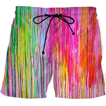  2021 erkek plaj pantolonları Boyama sanatı 3D baskılı Kısa erkekler Renkli Plaj şort Rahat Deniz Sörf Şort Yaz Unisex Yüzmek Şort