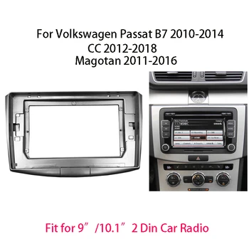  9 İnç Araba Stereo Dash Radyo Fasya Kiti Kurulum Trim Paneli Çerçeve Çift Volkswagen Passat İçin B7 / CC / Magotan Otomatik Stereo