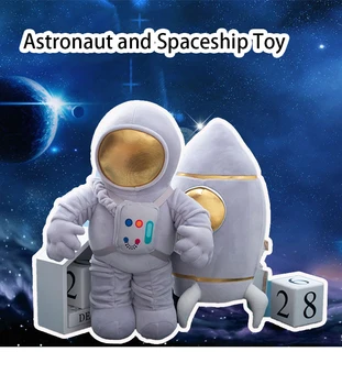  Peluş Astronot ve Uzay Gemisi Oyuncak Dolması Yumuşak Bilim Kurgu Tipi Yumuşak Bebek Çocuk Oyuncakları Yaratıcı Oyuncaklar Çocuk doğum günü hediyesi