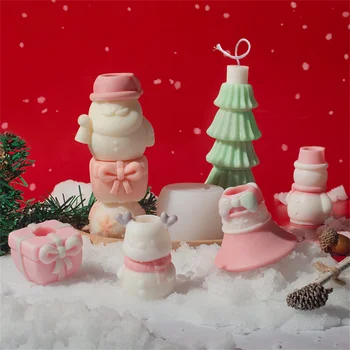  Noel Serisi Silikon Mum Kalıp DIY Noel Babalar Kardan Adam Bells Kokulu Mum Sabun Reçine Kalıp Yapımı için Zanaat Hediyeler Noel Dekor