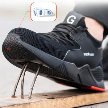  Boyutu 50 Güvenlik Ayakkabısı Çizme Çelik Burunlu İş Güvenliği ayakkabıları Erkek Botları Nefes Açık sneaker Sonbahar İnşaat Ayakkabı İş