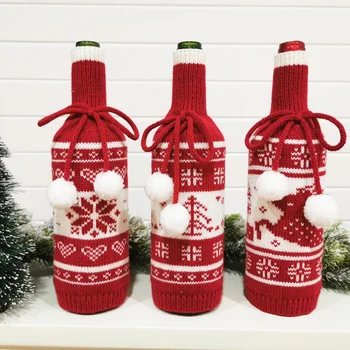  Noel şarap şişesi Dekor Seti Noel Baba Kardan Adam şişe kapağı Elbise Mutfak Dekorasyon için Yeni Yıl Noel Yemeği-