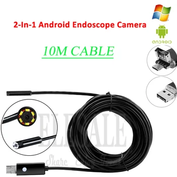  Yeni 10 M 2-İn-1 Android Endoskop Kamera İle Uyumlu Android Telefon Windows PC İçin PCB Algılama Tüp Kamera