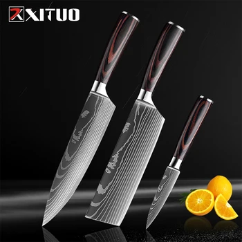  XITUO Paslanmaz Çelik Mutfak Bıçakları Seti 7CR17 Japon Tarzı şef bıçağı Yardımcı Ekmek Et Cleaver meyve Bıçağı Mutfak Aracı Yeni