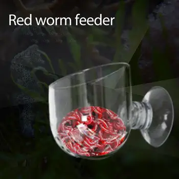  Akvaryum Dekorasyon Asılı Balık Tankı Mini Şeffaf Cam Pot Kırmızı Solucan Besleyici Su Dikim Silindir Fincan Besleme Aksesuarları