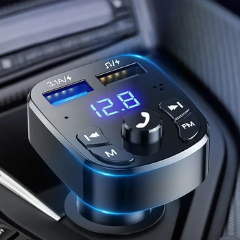  Araba Bluetooth 5.0 Ses Çalar Çift USB Telefon şarj adaptörü U Disk Araba FM Bluetooth verici alıcı araba aksesuarları