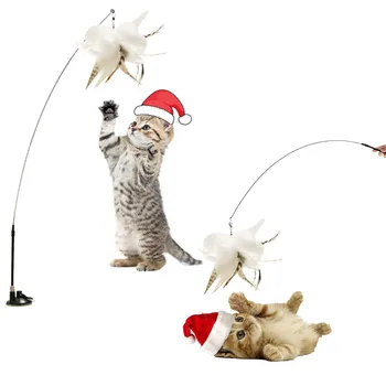  Interaktif Kedi Oyuncak Komik Tüy Sopa Çan ile Güçlü Vantuz Yavru Oyuncaklar Kapalı Kediler için Oyun Egzersiz Kedi Teaser Değnek