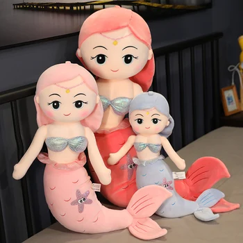  60-100cm Güzel Denizkızı peluş oyuncaklar Yumuşak Doldurulmuş Balık Hayvan Yastık Çocuk Bebek Bebek Uyku Ortağı Kız Doğum Günü noel hediyesi