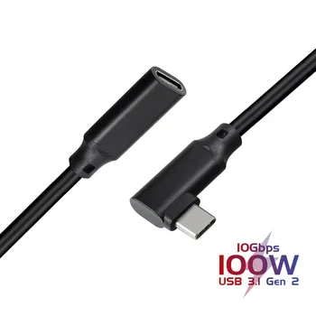  USB C Uzatma Kablosu 0.5 M 90 Derece USB C 3.1 10Gbps Erkek Kadın 4K Video Kablosu Tip C Genişletici MacBook Pro Hava için iPad Pro