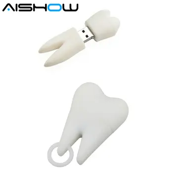  Promosyon Diş Hekimi hediyeler Gadget Komik Bilgelik diş şekli U disk beyaz pvc diş usb flash sürücü ücretsiz kargo