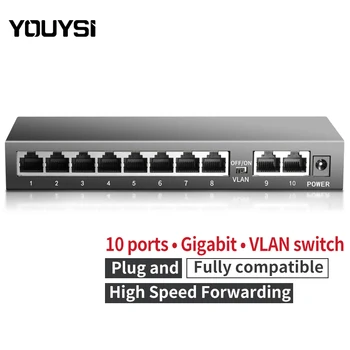  Youysı 1000 M YYS-1010G 10 Limanlar Yüksek Hızlı VLAN Ağ Anahtarı RJ45 1000 Mbps Hızlı Ethernet Ağ Switcher
