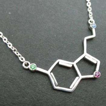  Serotonin veya Dapomin Aşk Molekül Kolye-Bilim Kimya Biyoloji Doktor Nerd Geek Geekery Sevgililer Noel