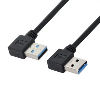  Cablecc Erkek USB 3.0 Tip A 90 Derece Sol Açılı Sağ Açılı Uzatma Kablosu 50cm