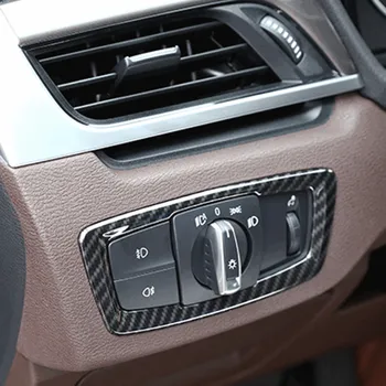  ABS Araba Far Anahtarı Düğmesi Çerçeve Dekorasyon Kapak Trim İçin BMW X1 F48 2016-18X2 F39 2018 Karbon Fiber Tarzı