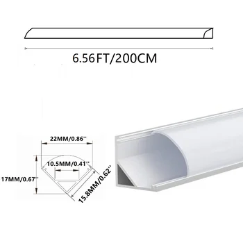  20-80m 2 Metre Led Şerit Alüminyum Profil V Şekli, kavisli Lens 5-12MM Geniş bant ışık Köşe Kanal Sütlü / Şeffaf Kapak