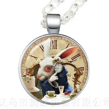  Alice İn Wonderland Kolye Çılgın Çay Partisi Çılgın Şapkacı Mart Tavşanı Peri Masalı Kolye Şapkacı Baskı Cam Kazak zinciri Takı