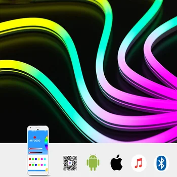  LED neon ışık kitleri müzik Dreamcolor silika jel ışıkları WS2811 LED şerit RGB 5050 SMD adreslenebilir bant IOS Android App DC12V IP67