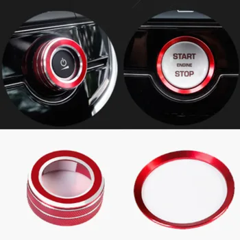  Kırmızı Start Stop Halka ve Ses Kontrol düğme kapağı Trim Jaguar XE XEL XF XFL F-PACE İç Aksesuar Değiştirme