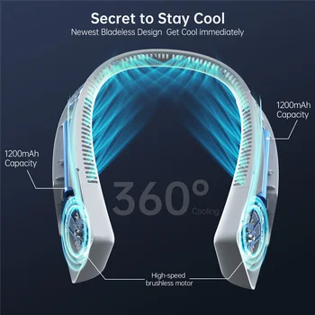  D2 USB Soğutma Fanı Mini Asılı Boyun Hava Fanı Taşınabilir Yapraksız Sessiz Şarj Edilebilir Soğutucu Seyahat için 2021 Yeni Soğutma Fanı 12V