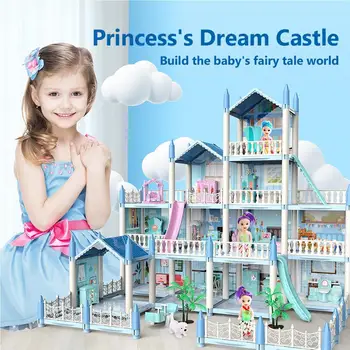  Dıy Ev Kiti Büyük Dollhouse Çocuklar İçin Bb Ev Bina Bebek Mobilya Minyatür Bebek Evi Villalar Noel Hediyeleri Çocuk Oyuncakları