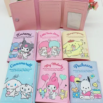  Sanrio Cüzdan Kadınlar için Hello Kitty Kuromi Kawaii Desen küçük cüzdan Moda PU Çok Fonksiyonlu bozuk para cüzdanı Kızlar el çantası Hediye