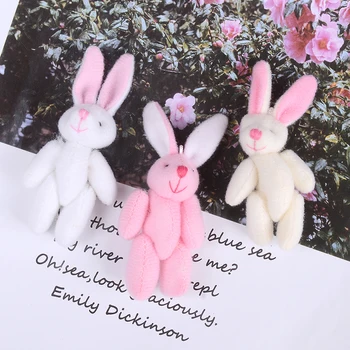  Sevimli Yumuşak Mini Ortak Tavşan Kolye Peluş Tavşan Anahtarlık Buket Oyuncak Bebek DIY Süsler Hediyeler Rastgele Renk