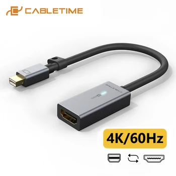  CABLETİME Mini DisplayPort 4K HDMI adaptörü Mini DP HDMI LED Dönüştürücü MacBook Pro Air iMac projektör C206