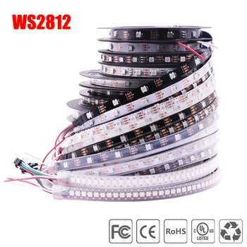  DC5V WS2812 Akıllı RGBIC LED Şerit Bireysel Adreslenebilir ışıklı bant 18/60 Piksel/m Siyah / Beyaz PCB IP30 1 M / 5 M Odası Dekorasyon