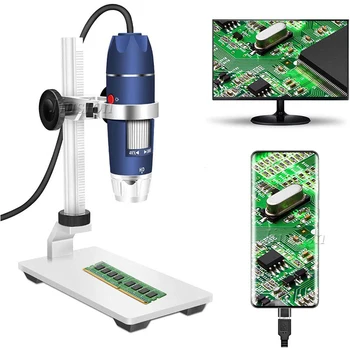  2K USB Dijital Mikroskop 40X ila 1000X Taşınabilir Büyüteç Endoskop Kamera 8 LEDs Alüminyum Alaşım Standı OTG Android Mac Kazanır