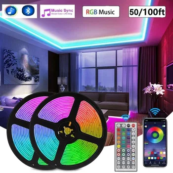 RGB Dekorasyon Akıllı Oda Yatak odası Led Şerit için Işıklar Led 12V 5050 Esnek Neon Bluetooth Müzikle RGB Bant Uzak Arka ışık