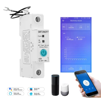  1P eWeLink Tek fazlı Din ray WİFİ Akıllı Enerji Ölçer Güç Tüketimi kWh Metre wattmetre Alexa google ile Akıllı ev için