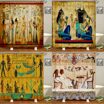  Hindistan mısır firavun duş perdeleri ev dekorasyon kancalı perde banyo su geçirmez polyester banyo perdeleri 240*180 cm