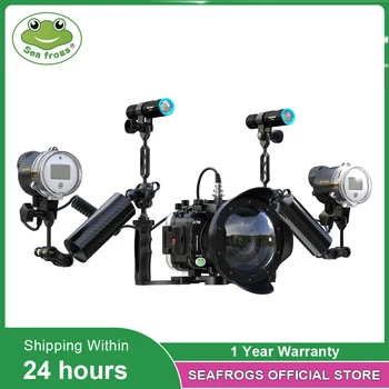  Seafrogs Sıcak Satış Takım Elbise Su Geçirmez Kamera Çantası WithDome Port Dalış El Feneri Sualtı Strobe Dalış Ekipmanları Sony A7RIII