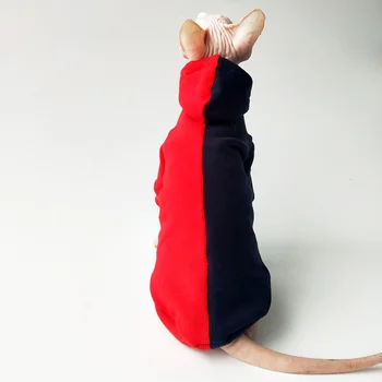  Sonbahar Kış Sphynx Kedi Kıyafetleri Renk engelleme Kadife pamuk Devon Rex Tasarımcı Kedi kazak Sfenks Tüysüz Kedi Giysileri