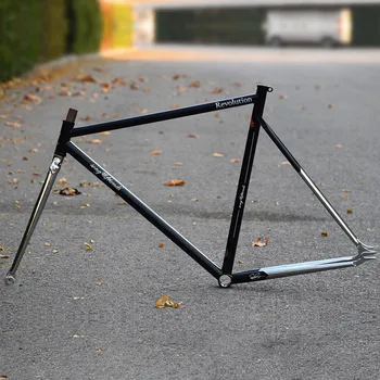 700C 56cm Şarkı ve Arkadaşlar İleri Yalın Retro Krom Molibden Çelik bisiklet sabit dişlisi Çerçeve Tek Hız Siyah Gümüş Kesim Frameset