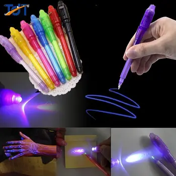  Aydınlık ışık kalem sihirli mor 2 İn 1 UV siyah ışık Combo çizim görünmez mürekkep kalem öğrenme eğitim oyuncaklar için çocuk