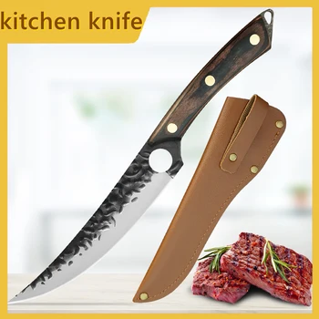  Şef bıçağı Profesyonel Et Cleaver av bıçağı Dövme Paslanmaz Çelik Bıçak Balık Meyve Sebze Dilim Mutfak kemiksi saplı bıçak